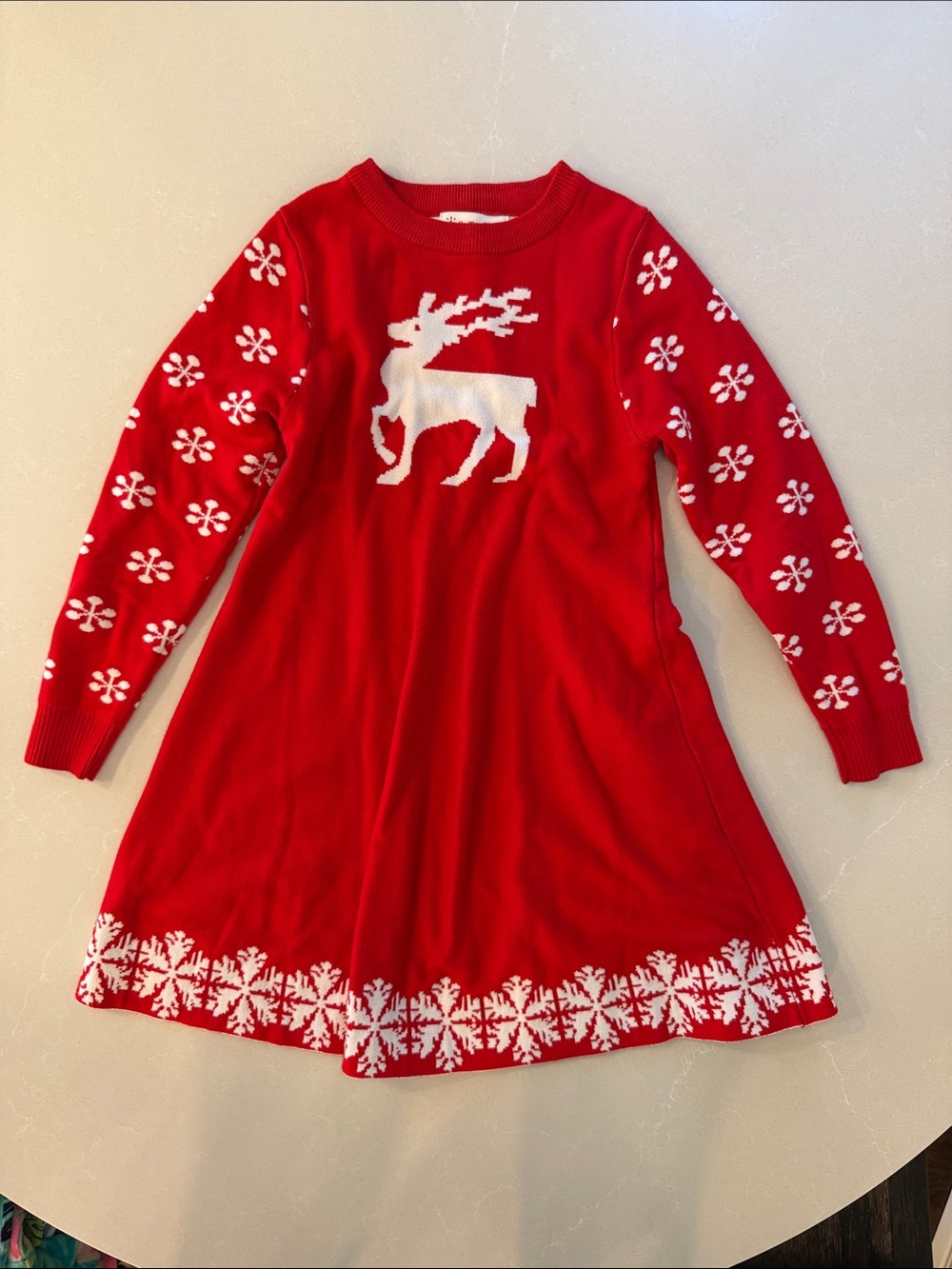 Red Holiday Reindeer Sweater Dress